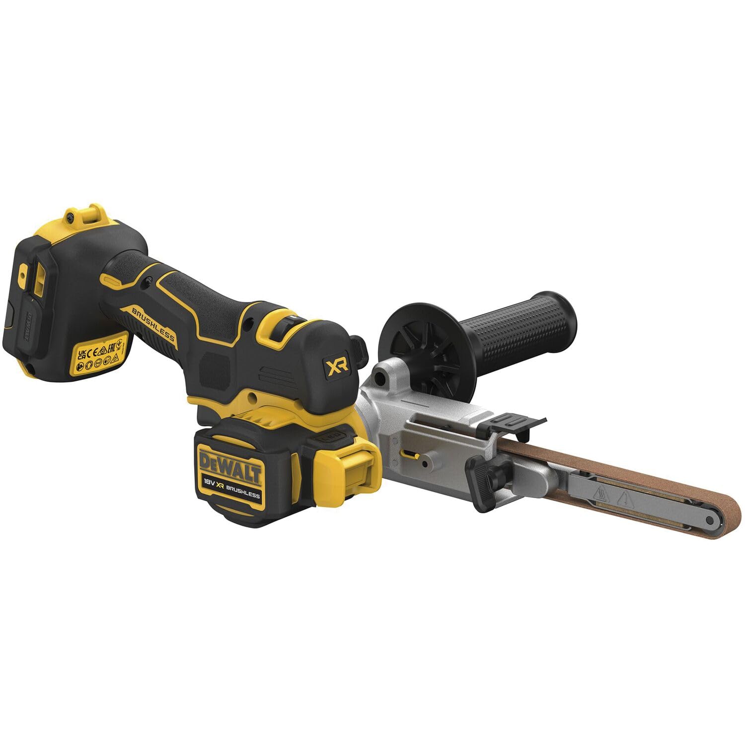 DEWALT Lijadora de banda sin escobillas XR 18V 13 mm sin cargador/batería maletín TSTAK dla profesjonalistów i majsterkowiczów, niezawodne mocowanie, standard techniczny