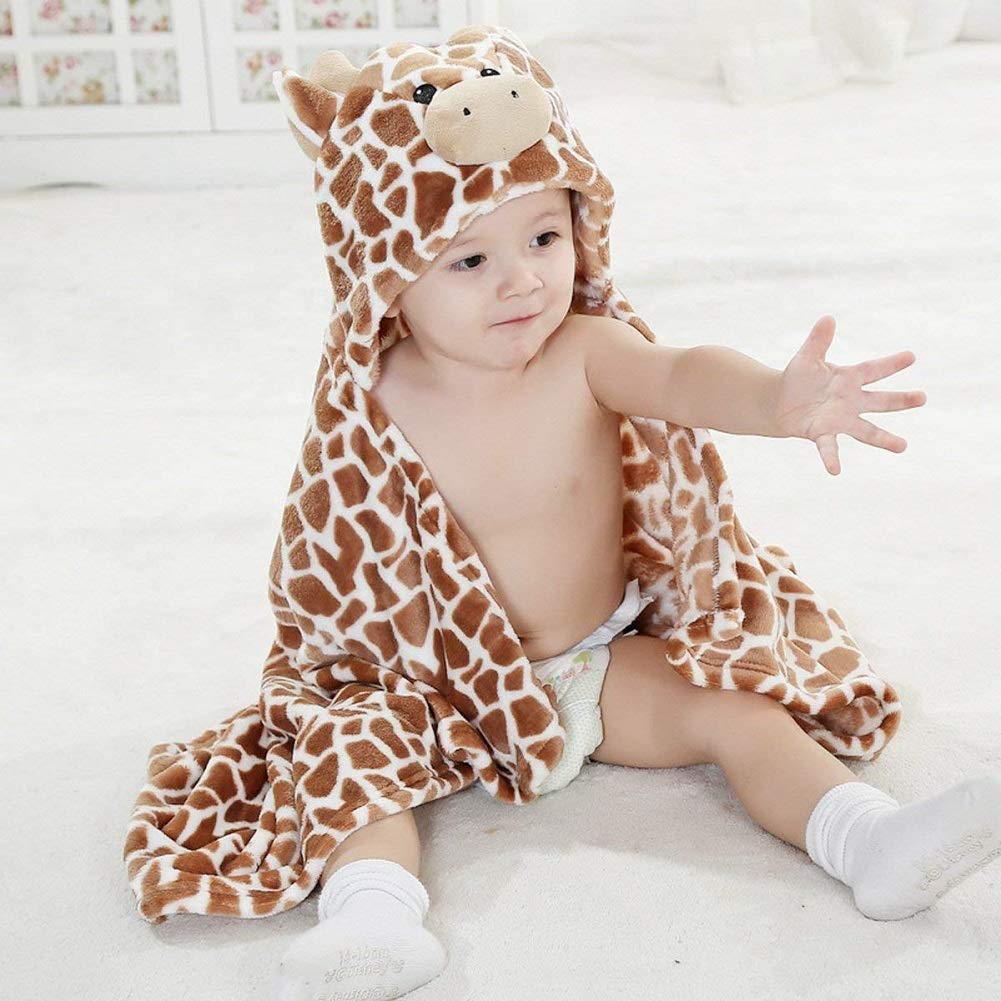 Serviette à Capuche pour Bébé Couverture de Flanelle Douce et Chaude Peignoir Conception des Animaux Serviette Poncho pour Bébés Garçons Filles