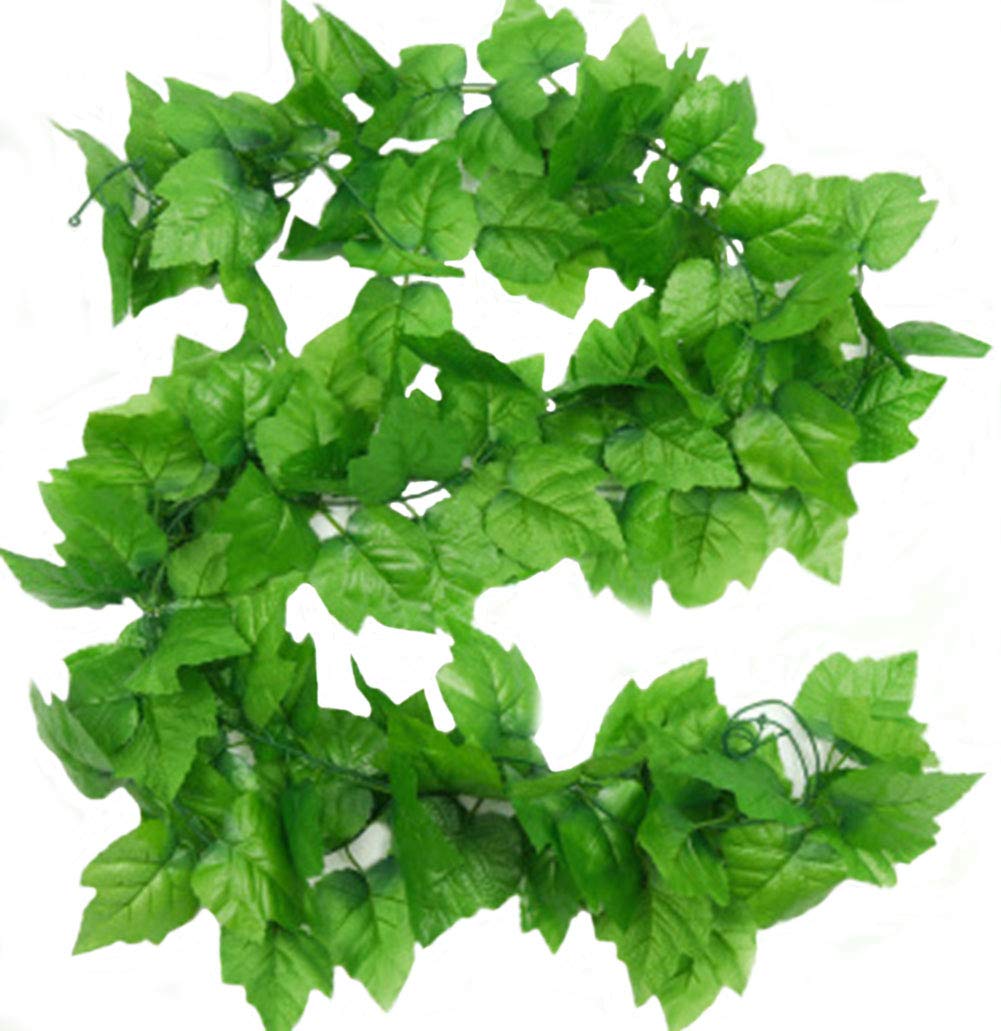 DreamColor 2 PCS 2.4M Artificial Hanging Vine Fake Grape Leaves Home Garden Wall Decor