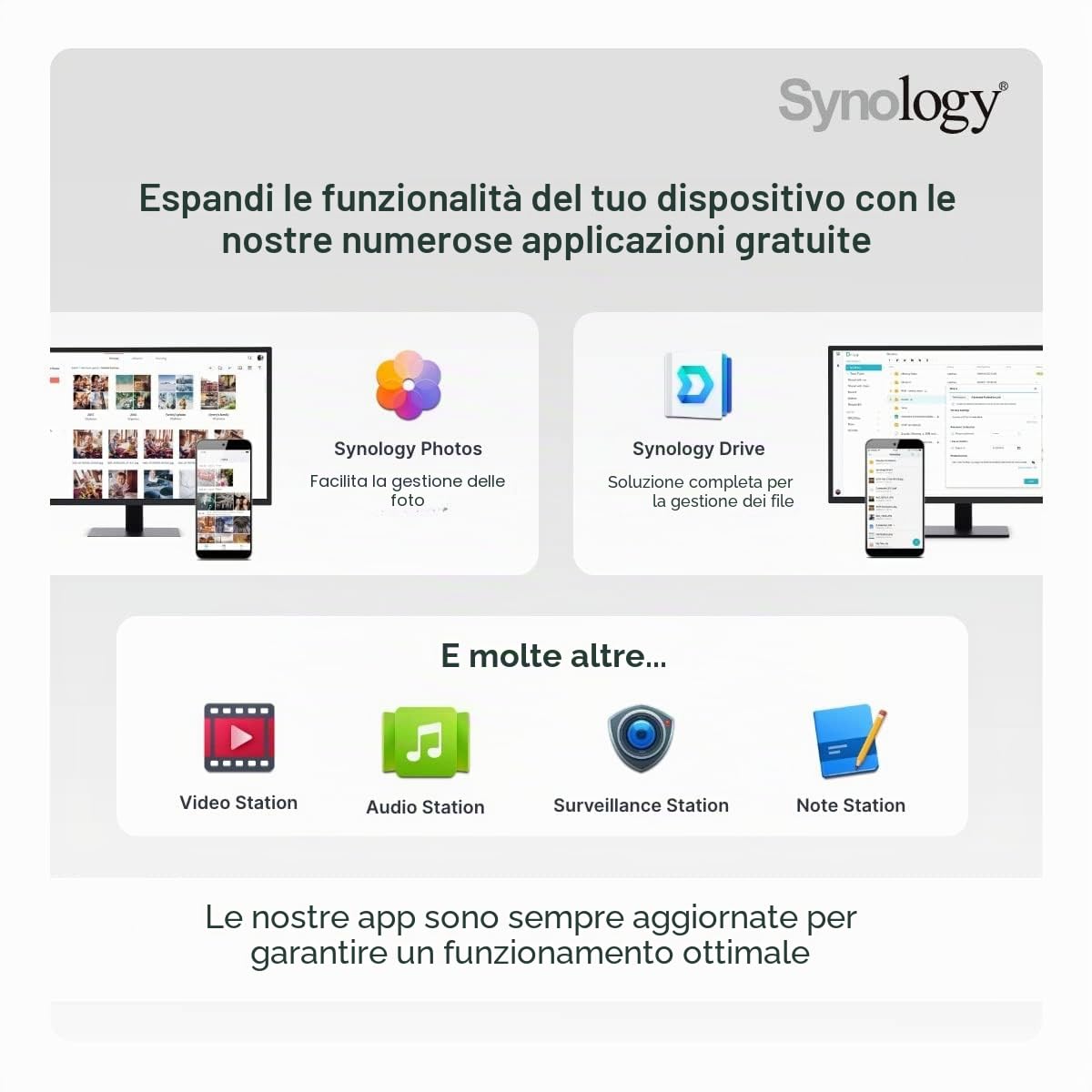 Synology Soluzione NAS desktop DS220+ da 8 TB a 2 alloggiamenti, installata con 2 unità IronWolf Seagate da 4 TB