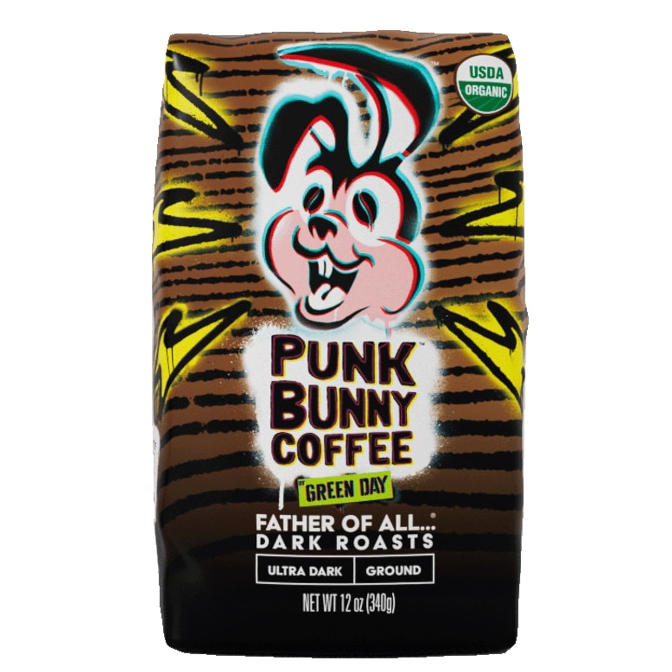 Punk Bunny Ultra Dark Roast Coffee, Organic Ground Coffee, Father of All Dark, 12 oz