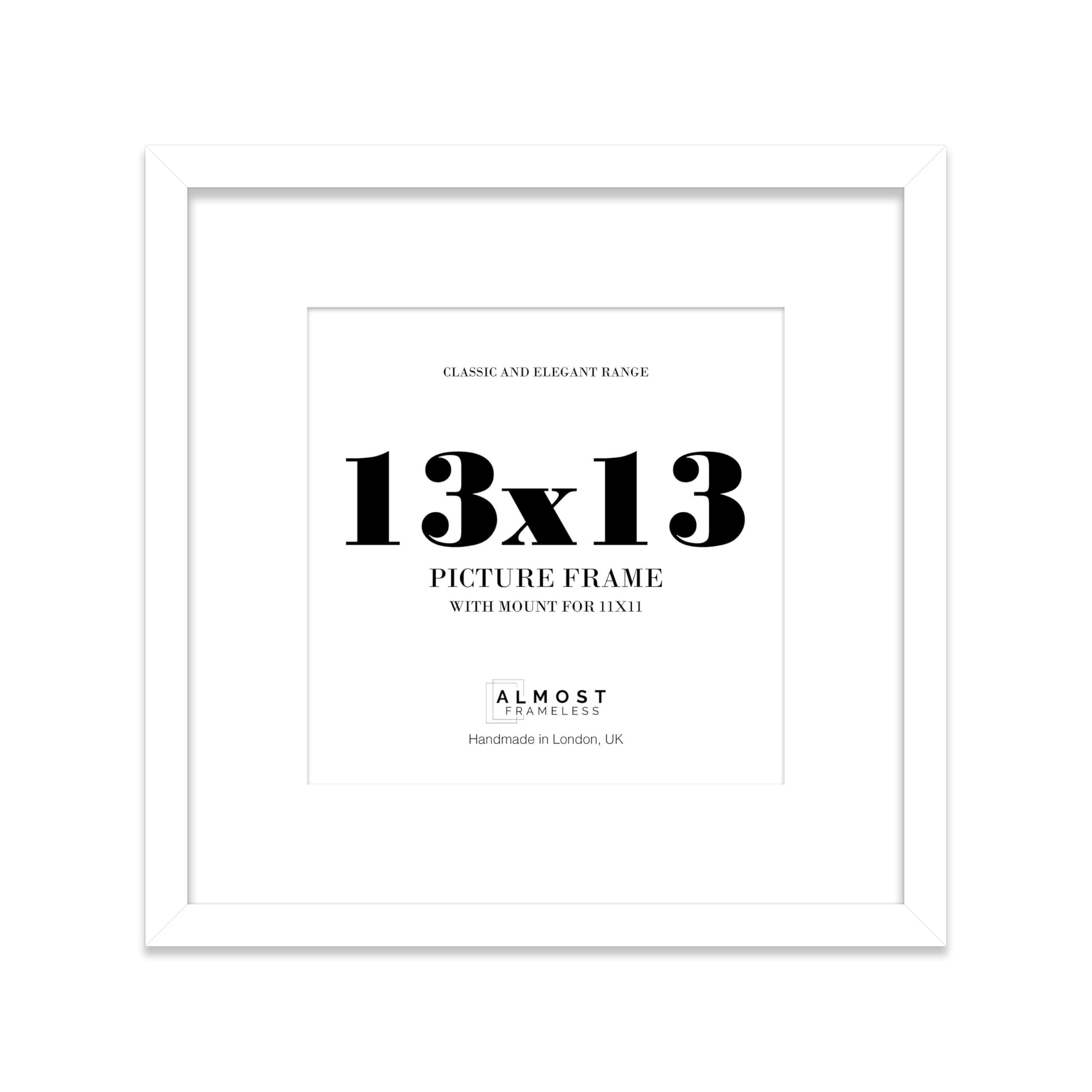 13x13 White Picture Frame with Mount for 11x11 Photos, Prints - Modern Square Wall Frame, 1 Pack