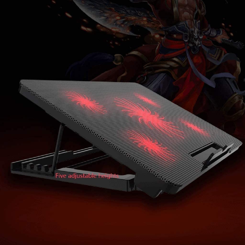 Podstawka Chłodząca Stabilny Podkładka Chłodząca Do Laptopa 5 Wentylatorów 17 Cali Ciężki Chłodzenie Notebooka 2 Porty USB 6 Regulowanych Kątów Cichy Biurko
