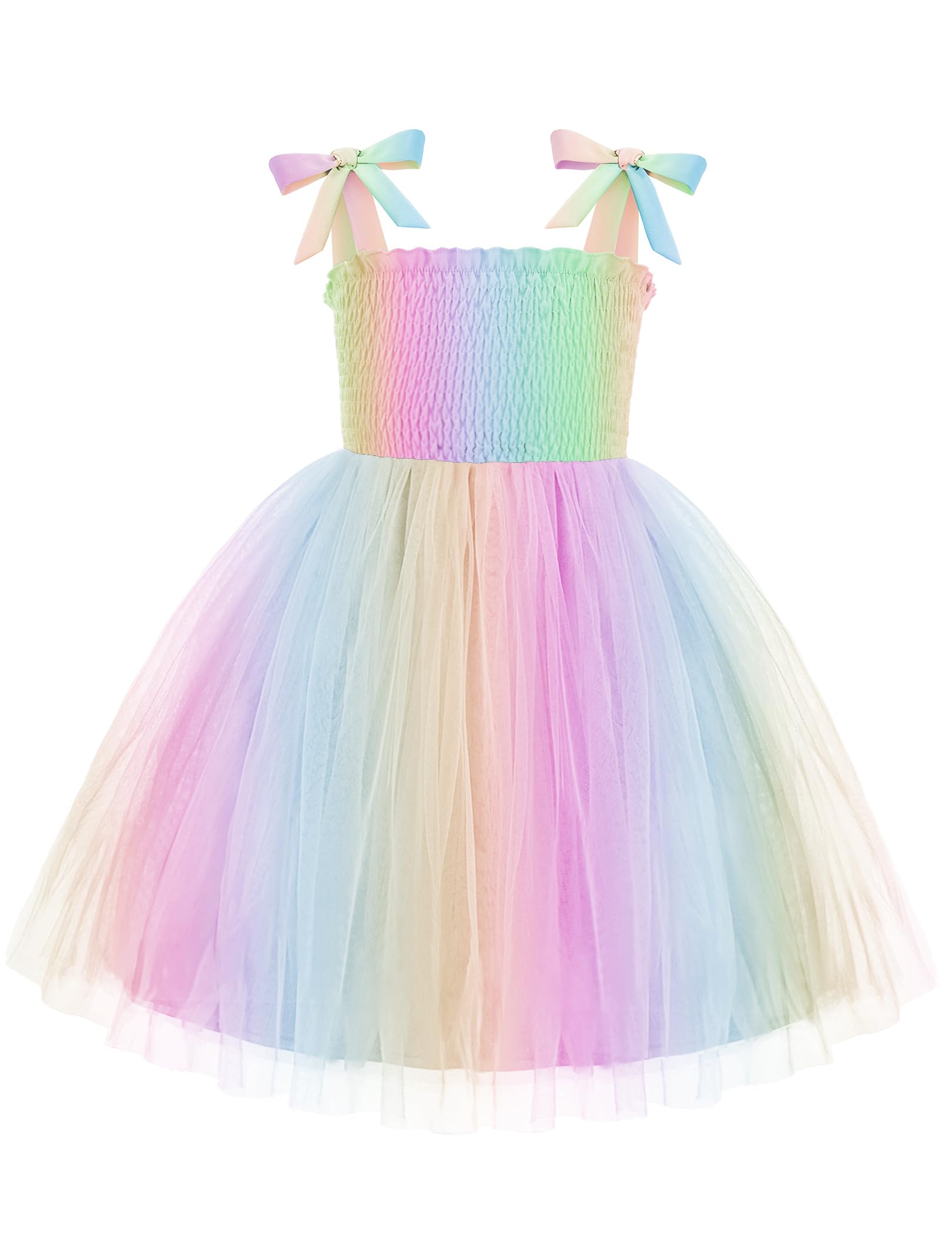Toddler Girl Tutu Dress Summer Bow-Tie Straps Casual Dresses Kids Princess Flowy Swing Clothes for 2-7Y
