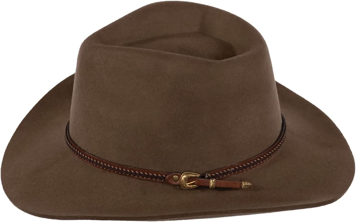 Outback Trading Unisex Nelson UV Protection Water-Resistant Crushable High-Crown Wool Felt Outdoor Cowboy Hat