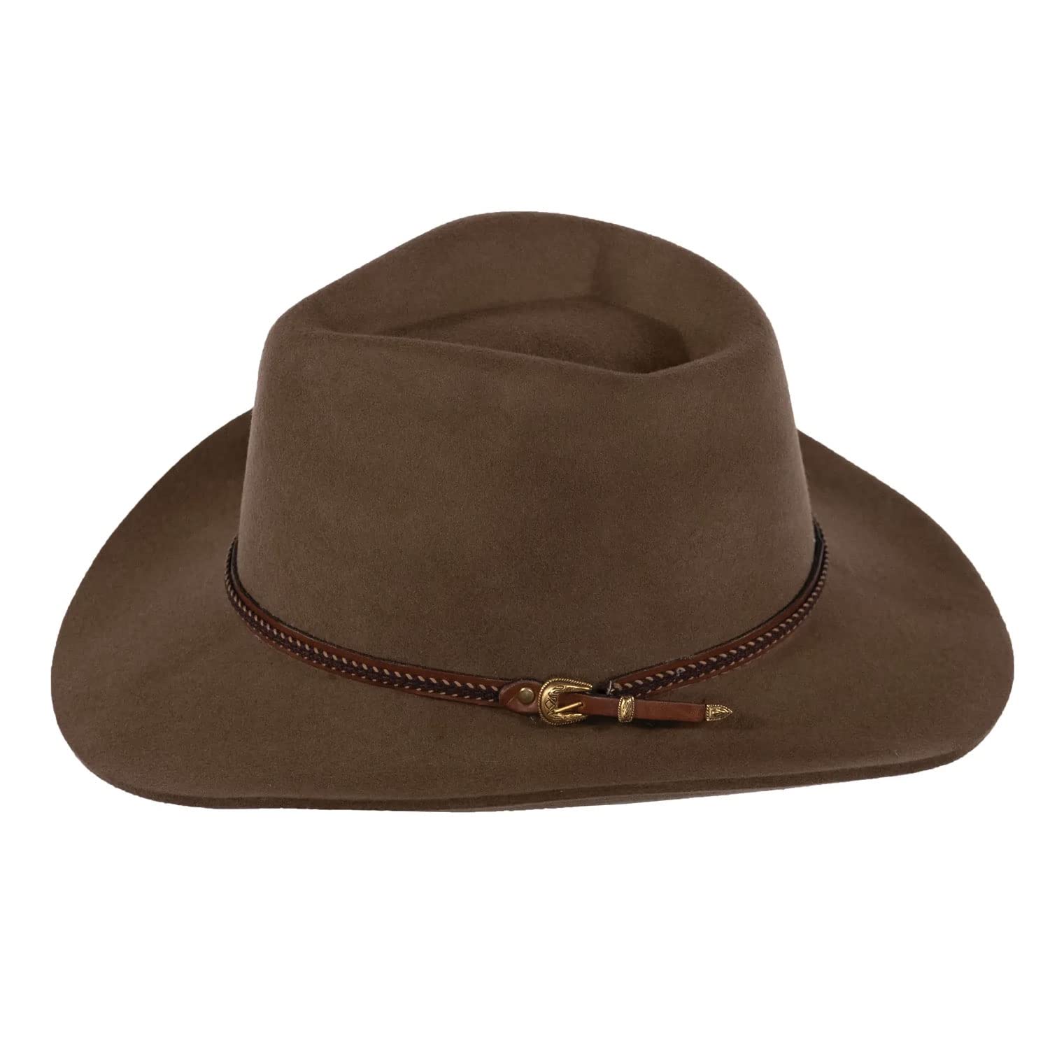 Outback Trading Nelson UV Protection Water-Resistant Crushable High-Crown Wool Felt Outdoor Cowboy Hat, Brown