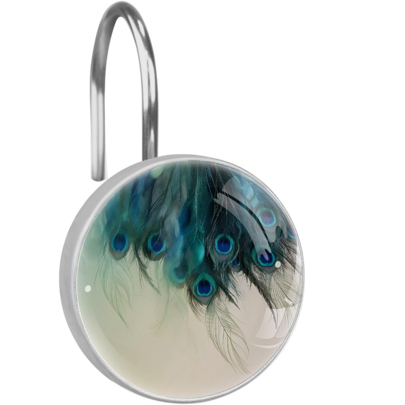 VAPOKF Decorative Shower Curtain Hook: Peacock Feather Rustproof Stainless Steel Shower Curtain Ring for Bathroom - Shower Curtain Hook & Hangers - Set of 12