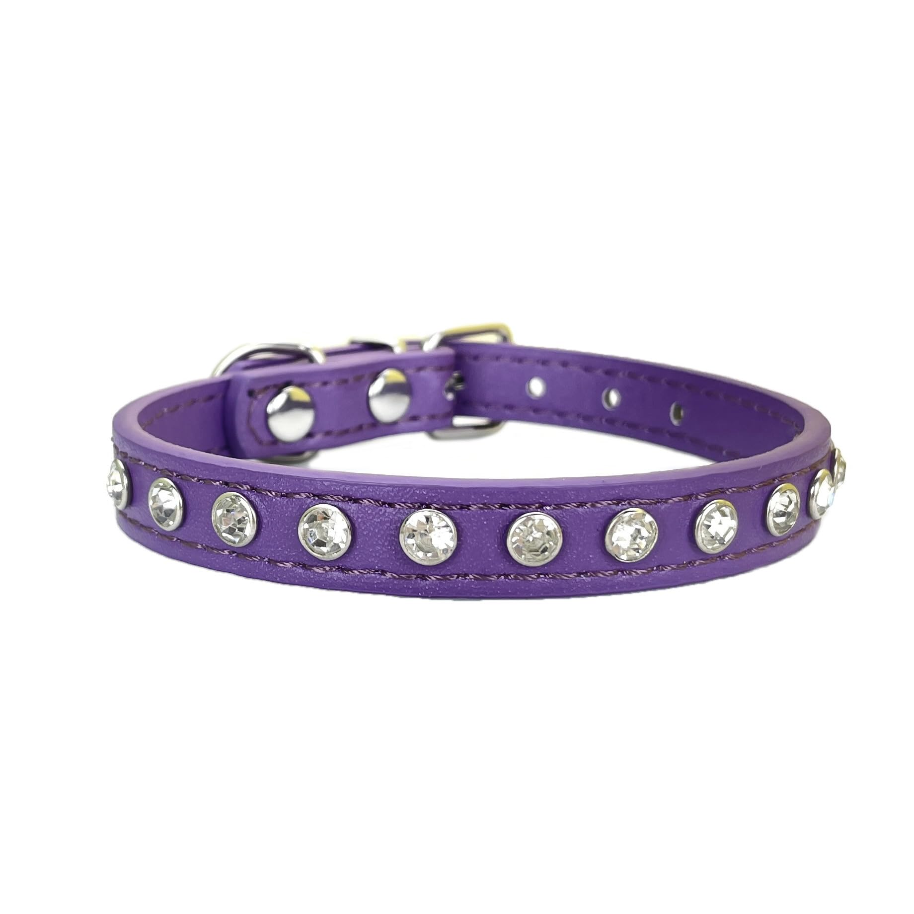 Newtensina Cute Dog Collar with Diamanti for Cats Small Dogs - Purple - XXS — image 1
