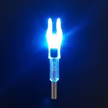 X Lighted Nocks for Arrows .204/.233/.244/.246 with ON/Off Switch 6-Pack with H, S, GT Bushings (Blue-6Pack)