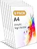 Ourui A4 Acrylic Sign Holder, 6 Pack Clear Display Table Sign Stand, L-Shape Plastic Message Board Stand for Exhibition, Office, Store, Restaurant