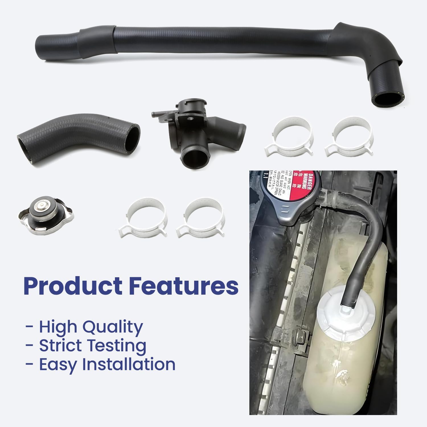 Radiator Cap Assembly Upper Radiator Coolant Filler Neck and Water Outlet Flange Fit for Nissan Altima 2007-2013, Upper Radiator Coolant Hose Replace 21430-8991A 21501-9HA0A 214308999C 21430-8997A