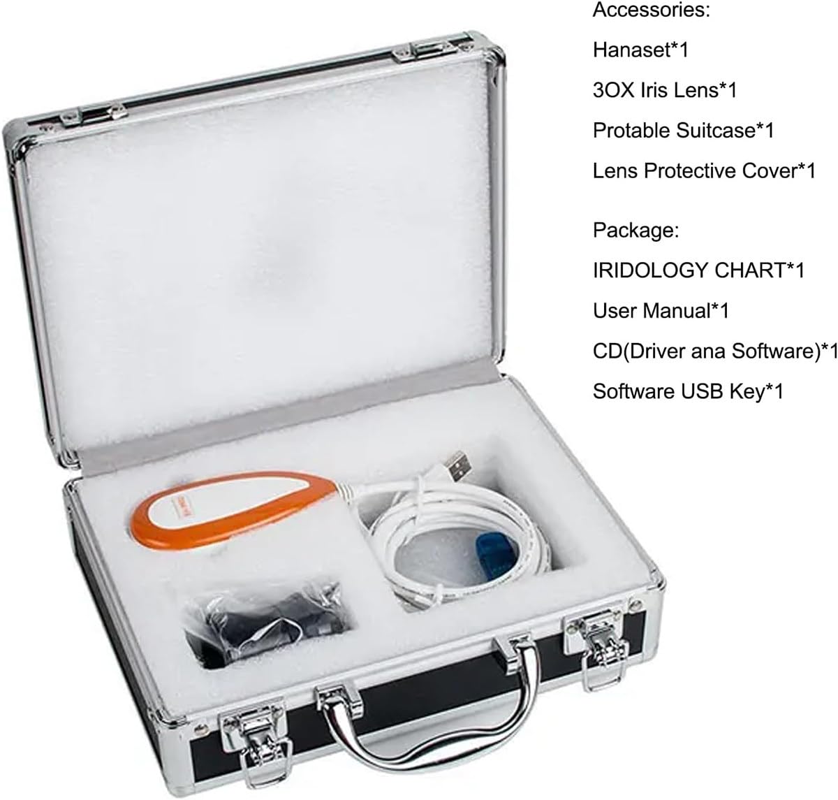 Rilevatore Portatile dell'iride, Telecamera per l'analisi dell'iride, analizzatore USB da 5,0 M Pixel/Telecamera per l'analisi dell'iridologia HD 30x Lente per l'iride e analisi dell'iride