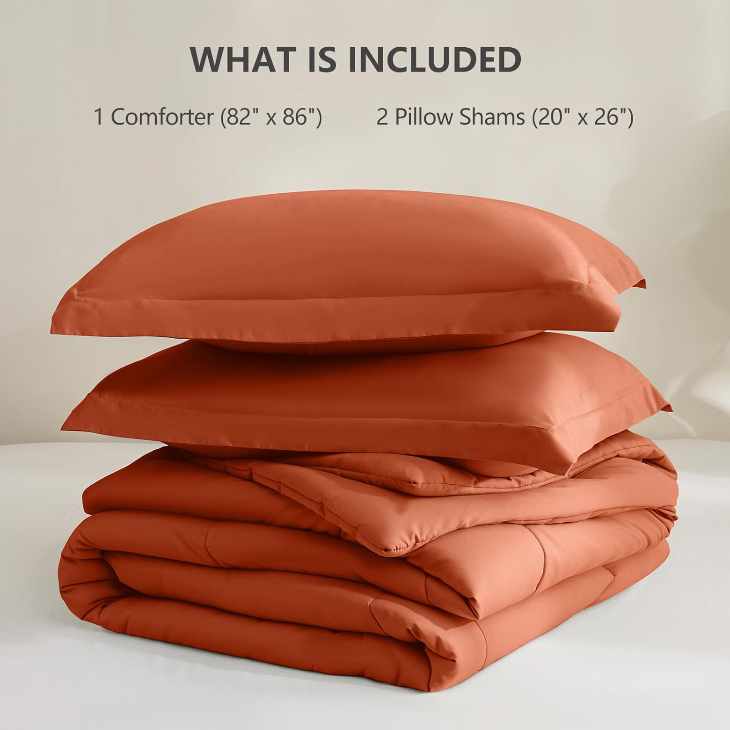 CozyLux Full Size Comforter Sets - Burnt Orange Comforter, 3 Pieces Terracotta Box Stitched Bed Set for All Seasons, Soft Bedding Sets with 1 Down Alternative Comforter and 2 Pillow Shams - Image 6