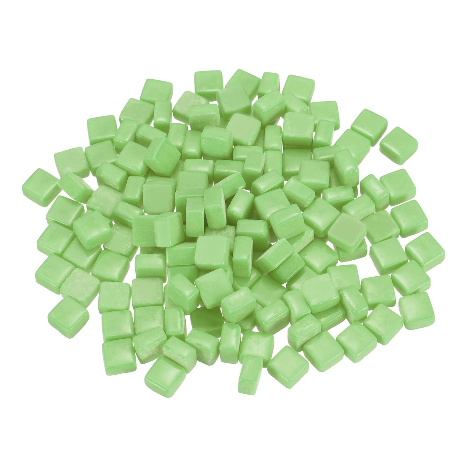 sourcing map 200g Square Mosaic Tiles for Crafts, 0.4" Iridescent Mosaic Glass Pieces for DIY Art Making Supplies Home Decoration (Grass Green)