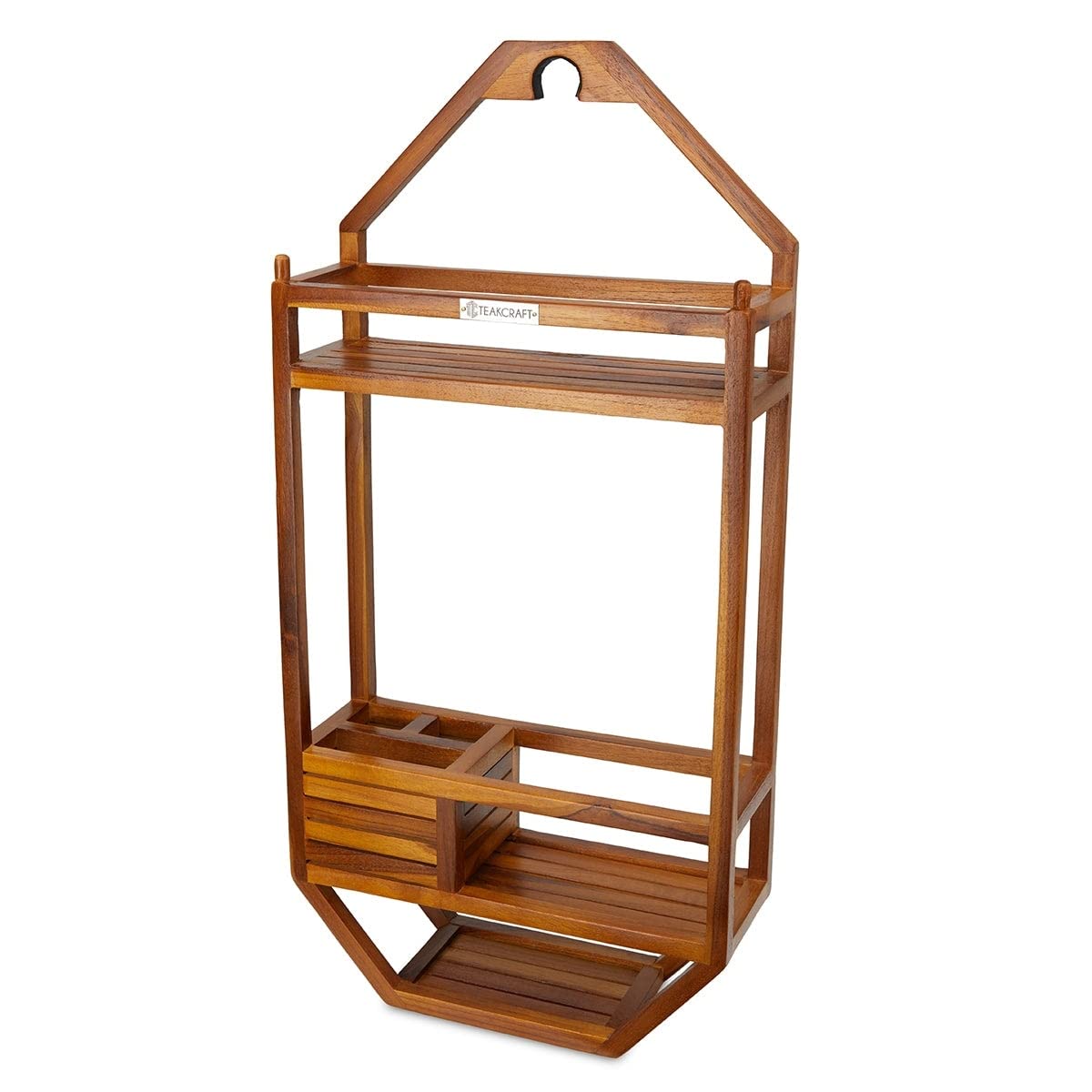 Teakcraft The Teak Shower Caddy Striped Modern Contemporary