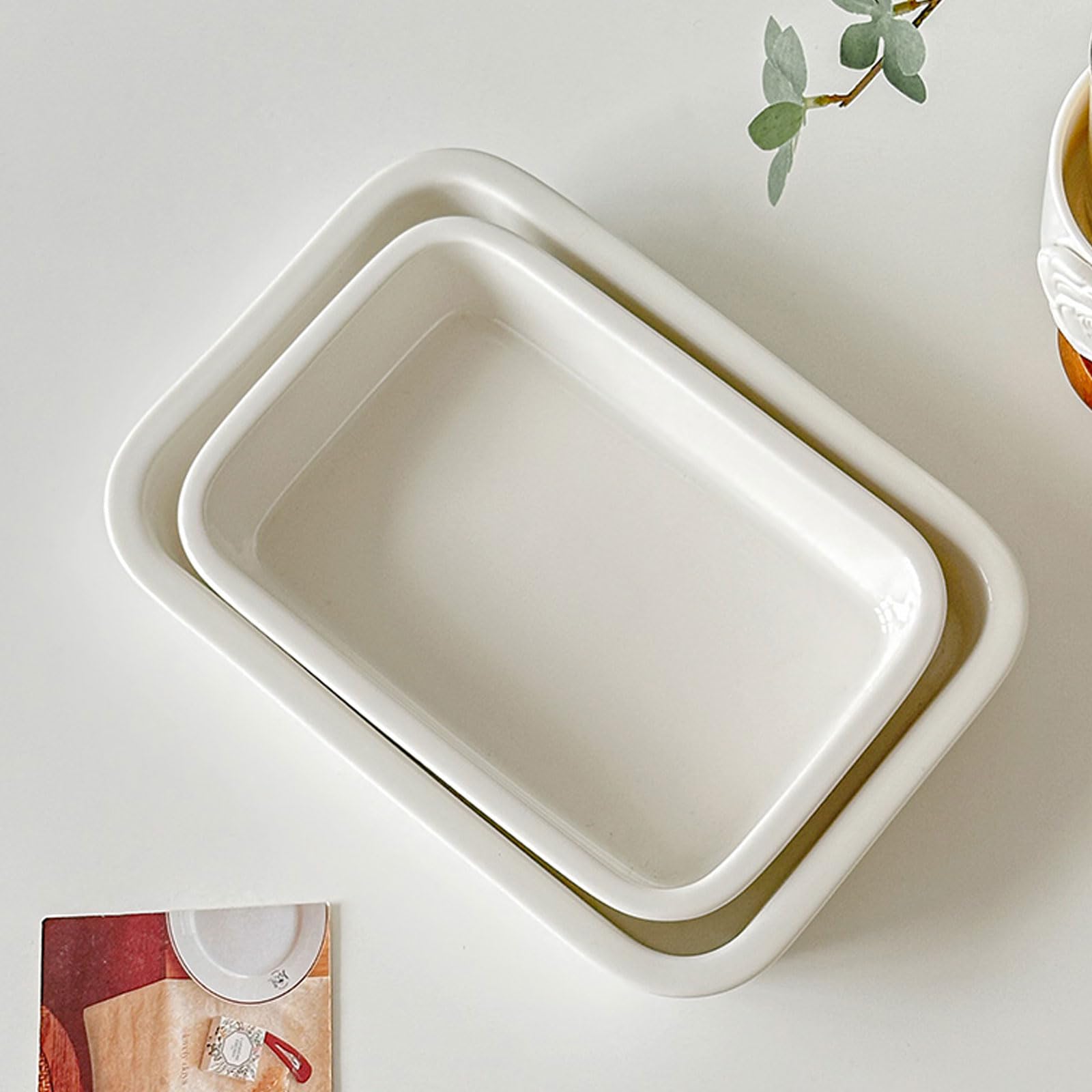 2PC Cuencos Aperitivos Vasitos CeráMico Ovalado Blanca Con Asas Hornear Servir Para Frutas Frescas Panes DecoracióN Mesa RúStica