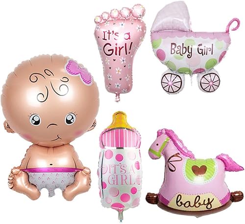 Miniatura 8 de Globos inflables de cumpleaños para bebé, botella de leche, forma de cochecito de caballo, globos de papel de aluminio para fiestas de cumpleaños