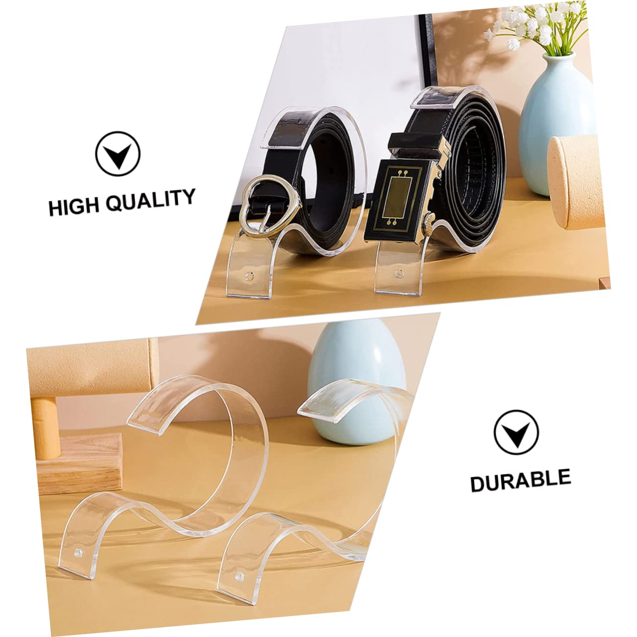 KOMBIUDA Acryl Gürtelständer mit Glatter Oberfläche und Grate S-förmige 10 Stück Transparenter Gürtelaufbewahrungsständer für Supermärkte und Zuhause
