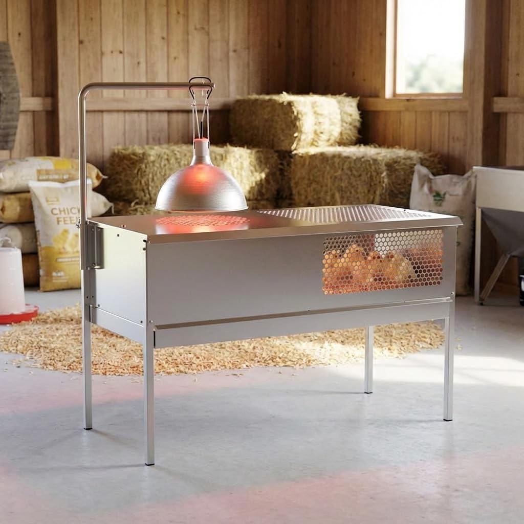 Suinga Criadora de Pollitos con Calefactor | Paredes, Techo-Puertas y Bandeja Extraible | Capacidad 35 Pollitos | 100x49x60 cm | Facil Limpieza y Manejo | Protege a Tus Pollitos
