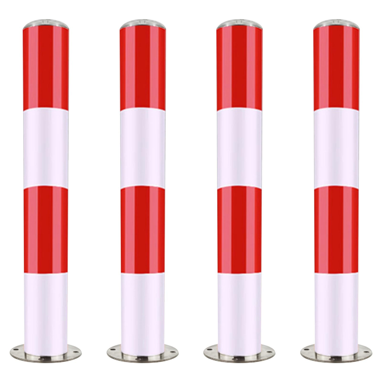 GTHTUHFD Set Of 4 Heavy Duty Black Safety Bollards - Driveway Parking Lot Ber Poles For Traffic Control & Road Safety - 75Cm X 7.6Cm,Red (4pcs)-75 * 7.6cm