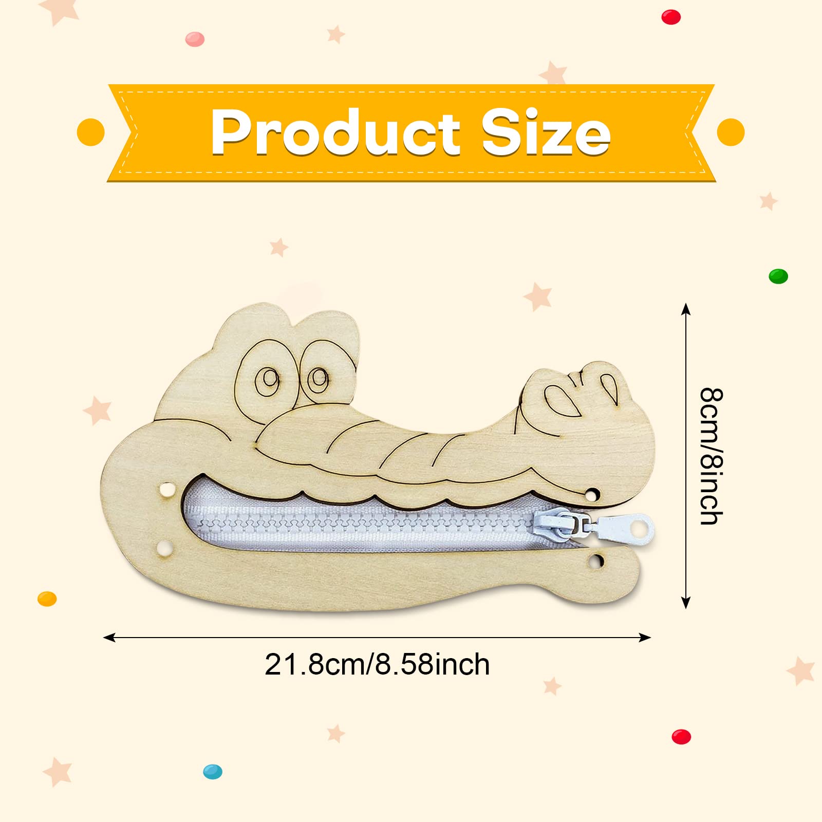 Sharplace Busy Board DIY Accessories Material Learning Zipper Game Sensory Toy Wooden Handicraft Toy for Preschool Airplane Toy Kids Children,Crocodile - Image 2