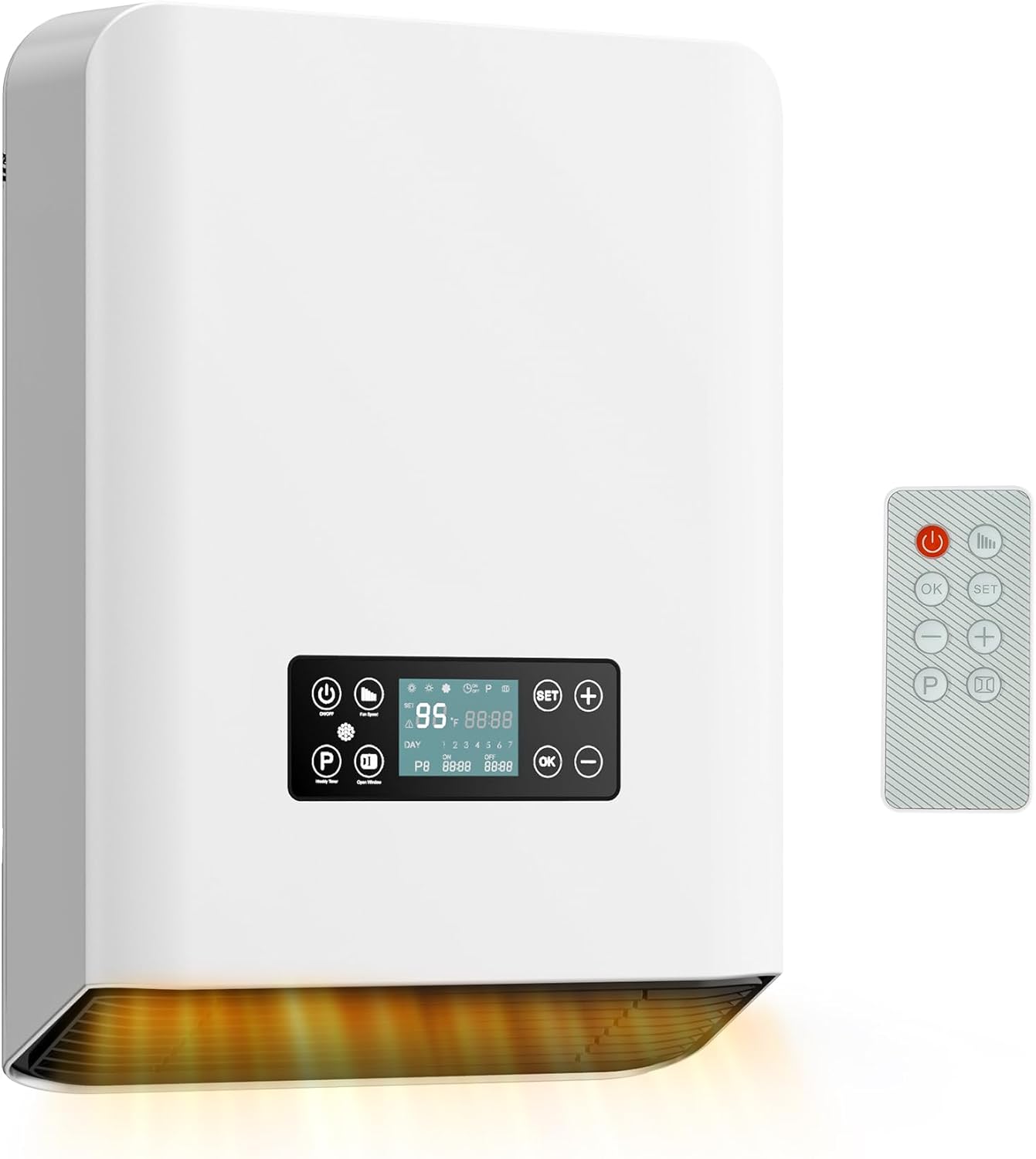 Wall Heater with Towel Warmer - 1500W Safe Space Heater, IP24 Splash Proof, Remote Control & 24H Timer for Bedroom, Office, Basement (Heats 200 sq ft)