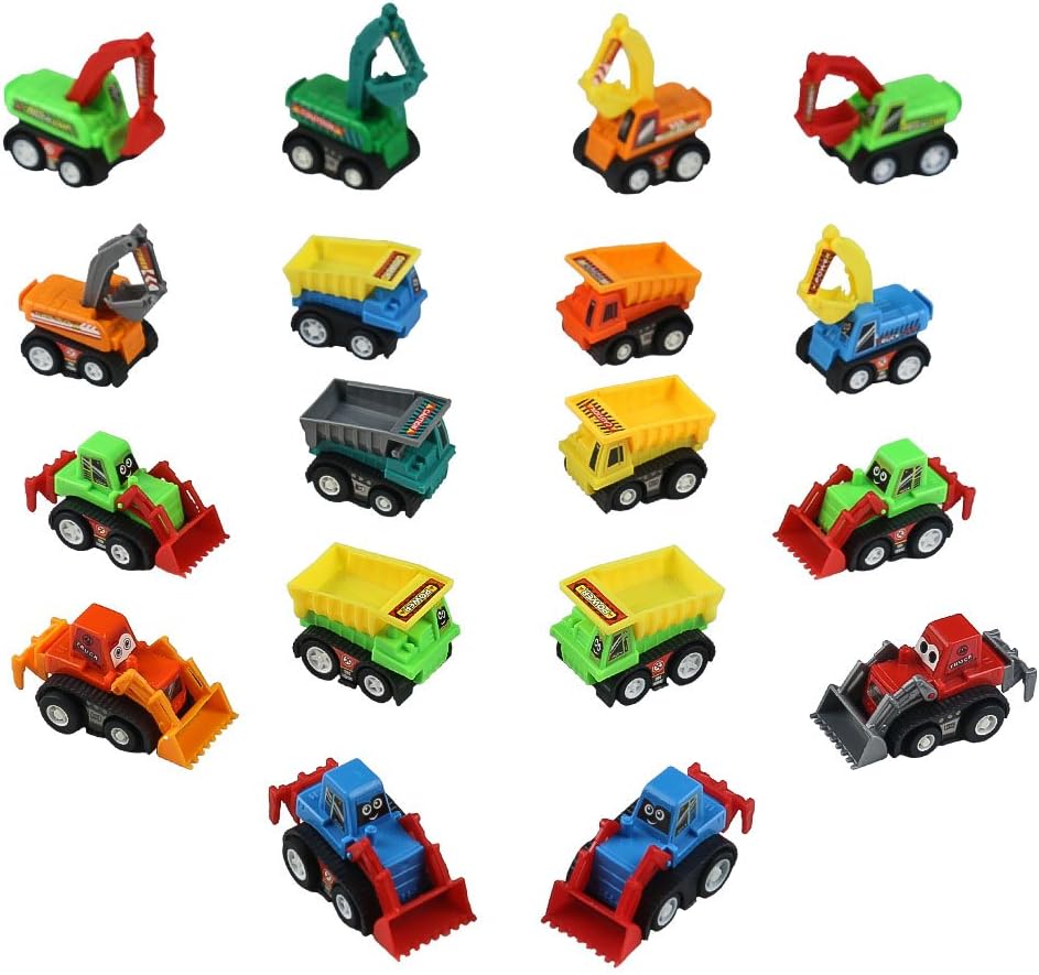 Pull-back Cars Toy Construction Vehicles Trucks Toys Mini Sand Digger Truck Playset Plastic Model for Kids Boys Girls Gifts for 3 4 5 Years Old (Random Color)