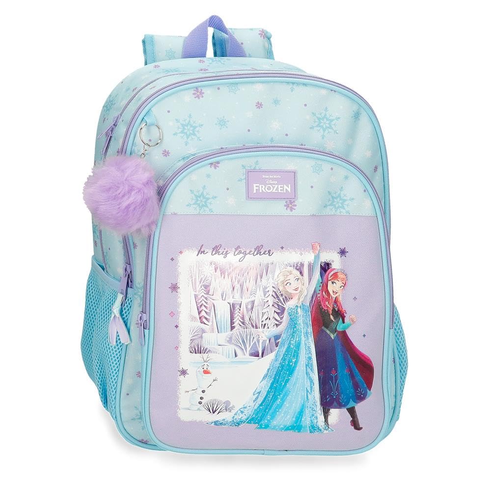 Disney Joumma Frozen In This Together Mochila Escolar Doble Compartimento Adaptable a Carro Lila 30x40x13 cm Polyester 15,6L