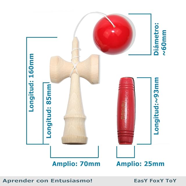 Foto 8 de 8 de EasY FoxY ToY Kendama Mokuru Juguetes de Madera para Niños 6 7 8+ años & Adultos (Rojo)