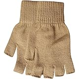 Teddyt's Men's Warm Thermal Knit Fingerless Winter Gloves One Size Beige