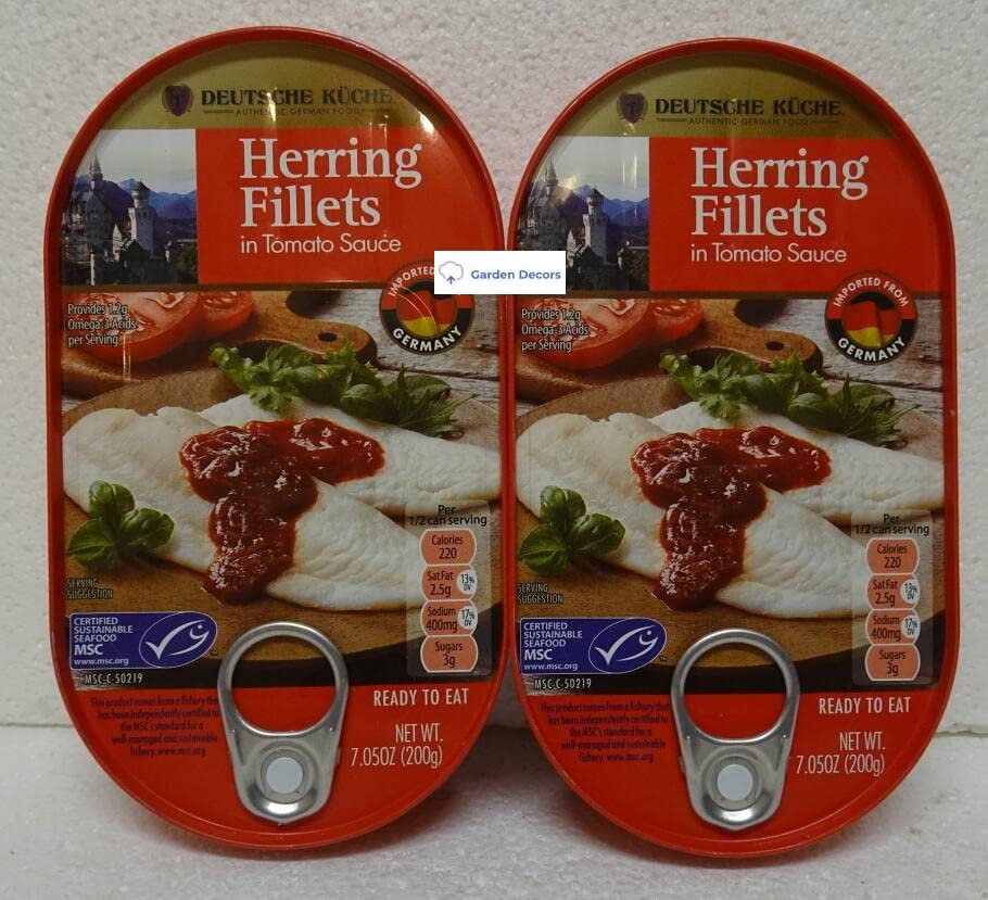 Deutsche Kuche Herring Fillets in Tomato Sauce 7.05oz 200g (Two Cans)
