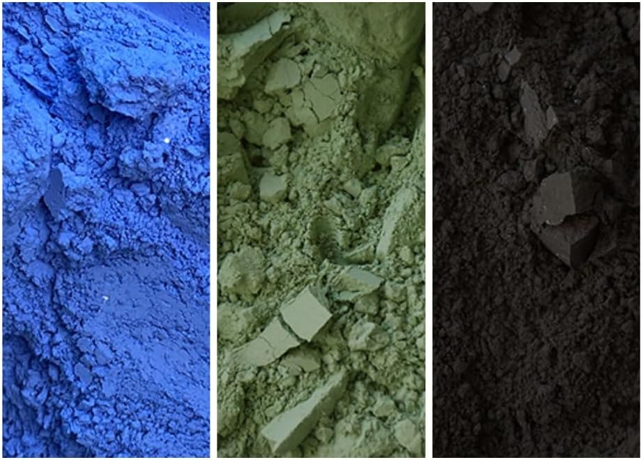 The Water Collection - Pack of 3 Effervescent Earth Natural Mineral Pigments (80 ml | 2.7 oz EA): Cobalt Blue Eff | Green Eff | Black Eff