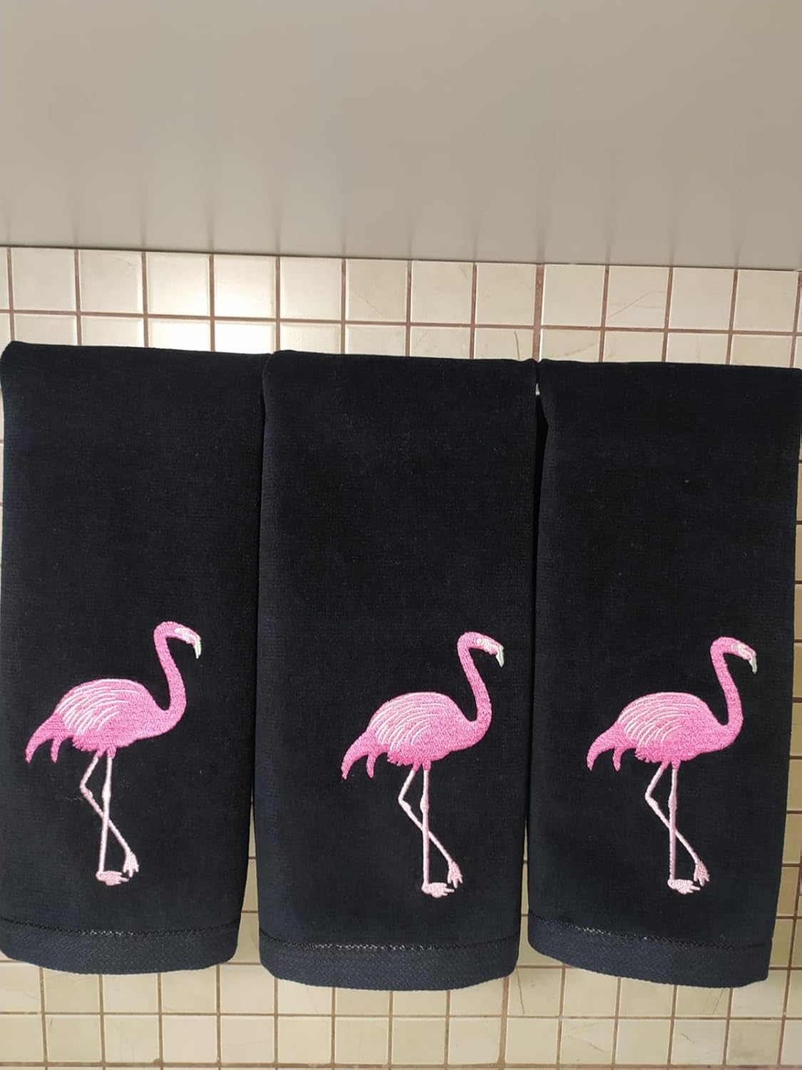 100% Cotton Terry Velour Flamingo Fingertip Towel Set 3 Pack,Super Soft Premium Small Hand Towels, Highly Absorbent Fingertip Towels. Ideal for Bathroom & Kitchen, Quick Dry - Dish Towels(3,White 1)