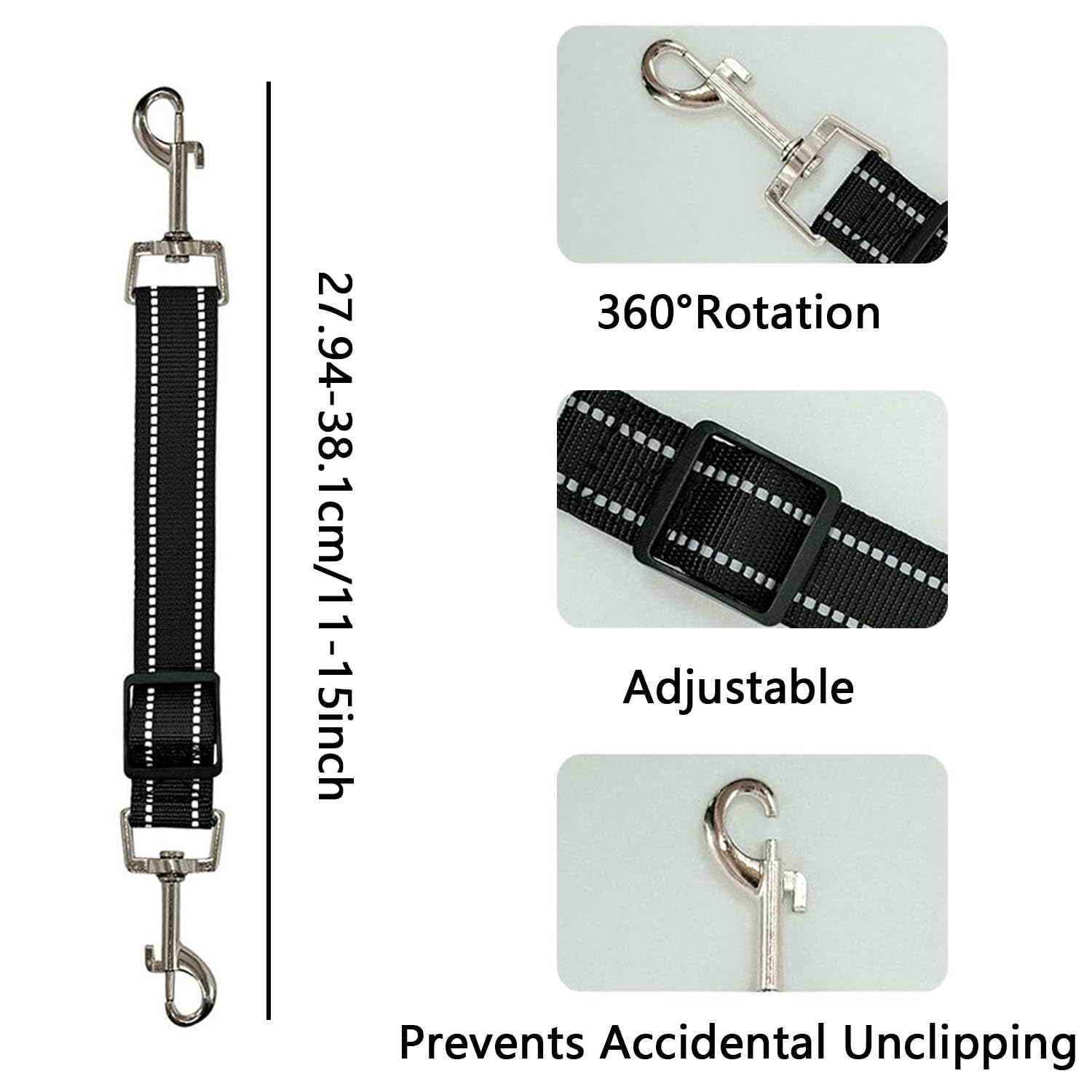 4 Pcs Dog Collar Clips, Reflective Nylon Puppy Collar, Adjustable Pet Collar Harness Connector - Image 2
