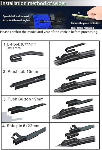 Miniatura 8 de PGMARO Limpiaparabrisas de coche de 26 pulgadas + 19 pulgadas para coche camión, furgoneta, SUV para todas las estaciones durable estable y