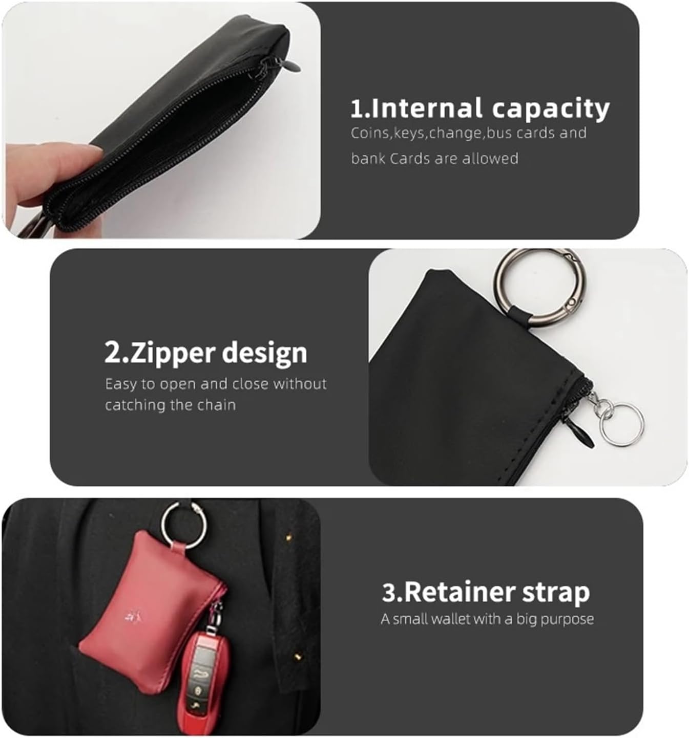 Car KeyChain Wallet Coin Purse Organiser Bag Car Key Case Key Pouch Compatible For Extremely Krypton X 001 009 ZEEKR NFC(Brown Long 1pc)