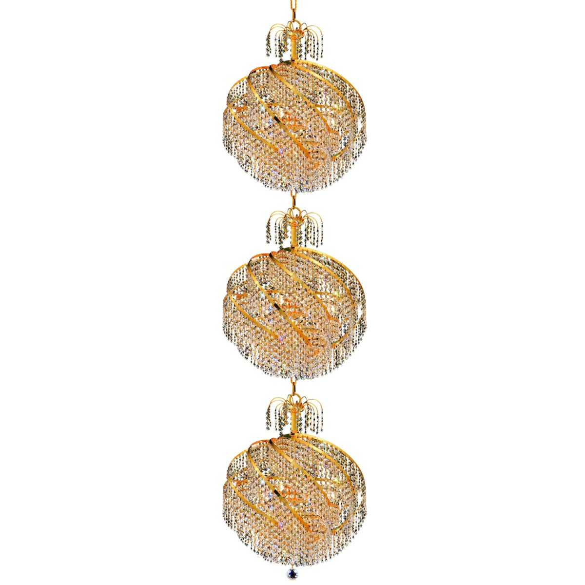 Elegant Lighting 8052G22G EC Spiral Collection 30-Light Large Hanging Fixture with Elegant Cut Crystal Gold Finish