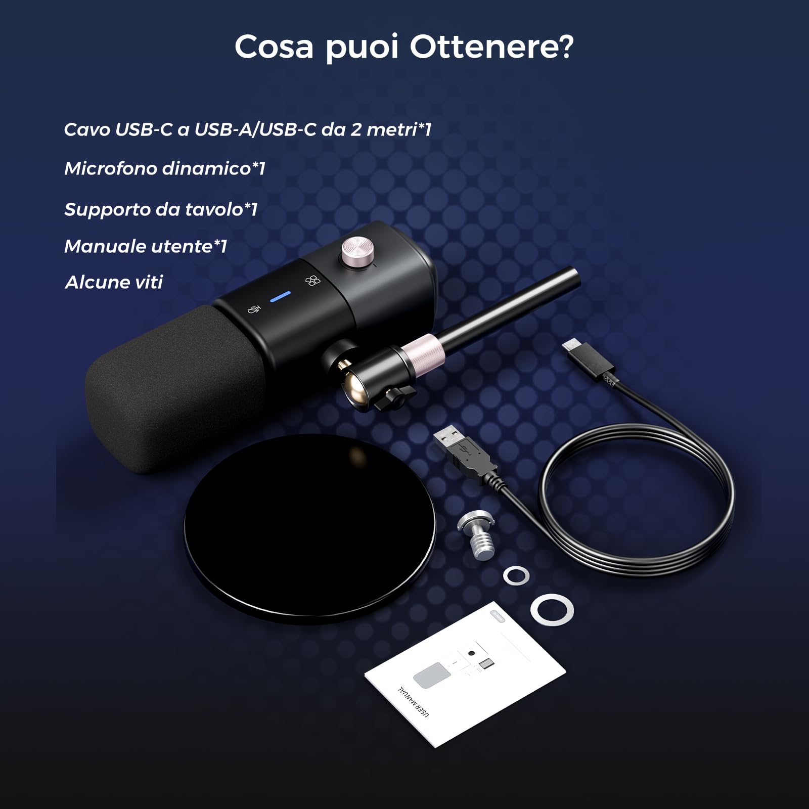 NearStream Microfono da Tavola Gaming Dinamico con Connessioni USB e XLR, Rilevamento Supercardioide & Plug and Play &Riduzione del Rumore AI&Guadagno Audio &Monitoraggio Audio,AM15X