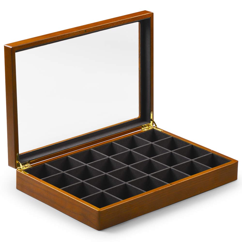 Amazon｜Oirlv ジュエリートレイ 蓋付き 木製 24区画 アクセサリー