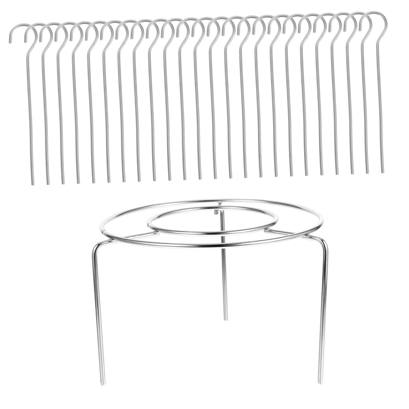 Cabilock 1 Set Stainless Steel Kebab Rack with Skewers Vertical Bbq Stand for Air Fryer for Grilling Meat Chicken Seafood Vegetables Even Heat Distribution for Results