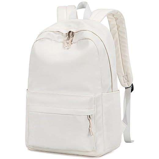 School Backpack for Teen Girls Women Laptop Backpack College Bookbags Middle School Travel Work Commuter Back Pack(Solid Beige)