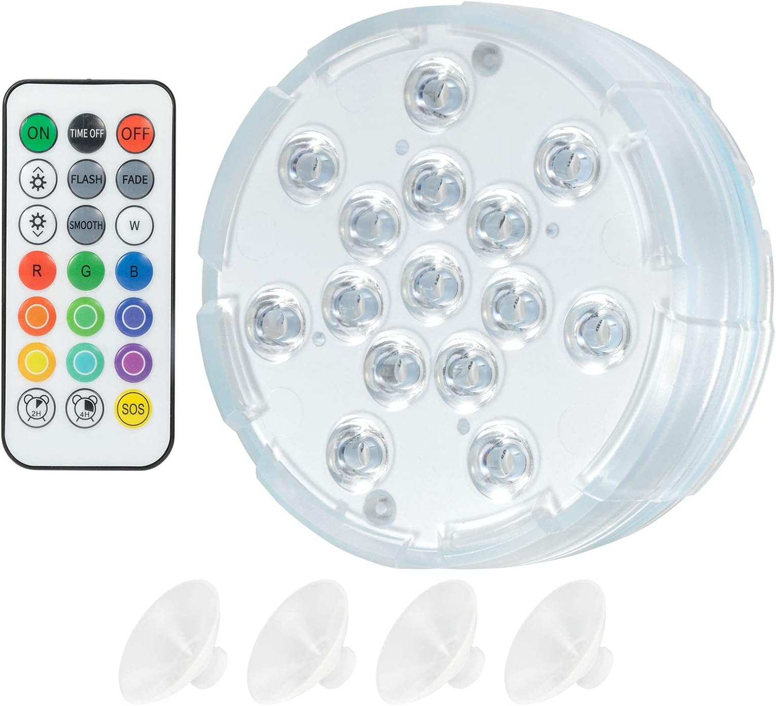 Oralys Bath Hot Tub Lights - Waterproof Pond Lights,Underwater Pool Lights with 15 LED Beads,16 Colors,Submersible LED Lights for Lazy Spa Shower,Fish Tank,with Magnetic,RF Remote,Suction Cups-1 Pack