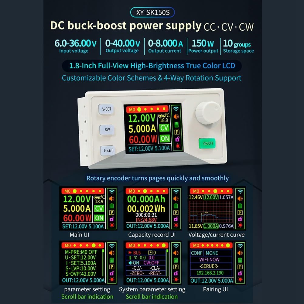 SK150S DC安定化電源+IRキット DC降圧コンバータ 調整可能な安定化電源 8A150W ソーラー充電モジュール