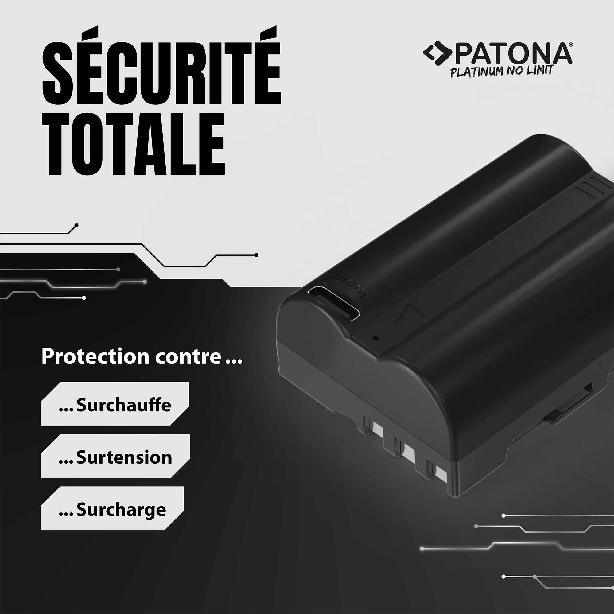 PATONA Platinum Lot de 2 Batteries EN-EL3E 2250 mAh USB-C pour Nikon