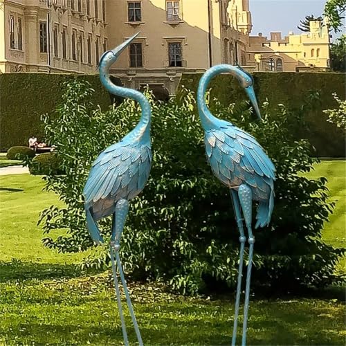 Estatua de Grulla Azul de Metal para Jardín 38.39 in miniatura 4