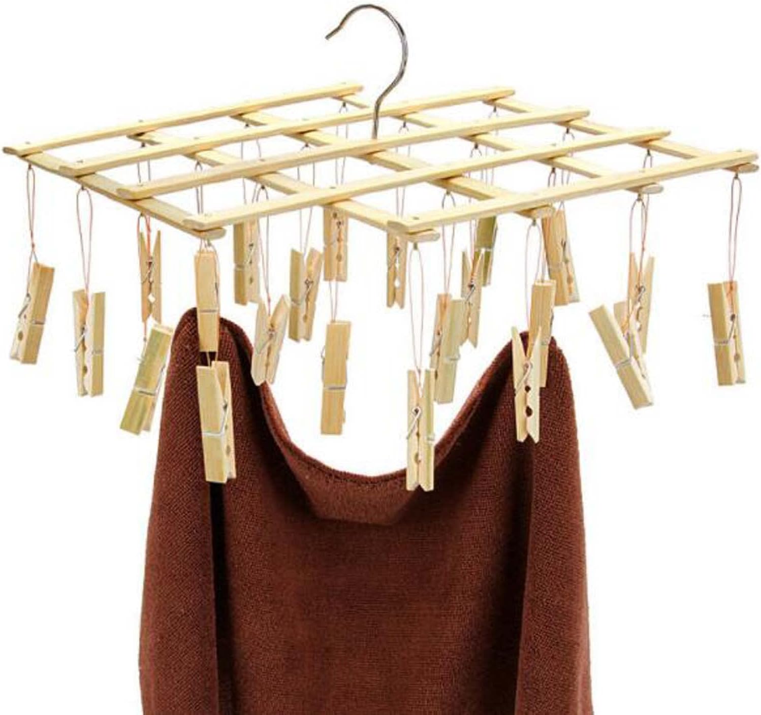 ZEALMAX Handmade Bamboo Drying Racks, Multi-Function Non-Slip Windproof Underwear Socks Hangers