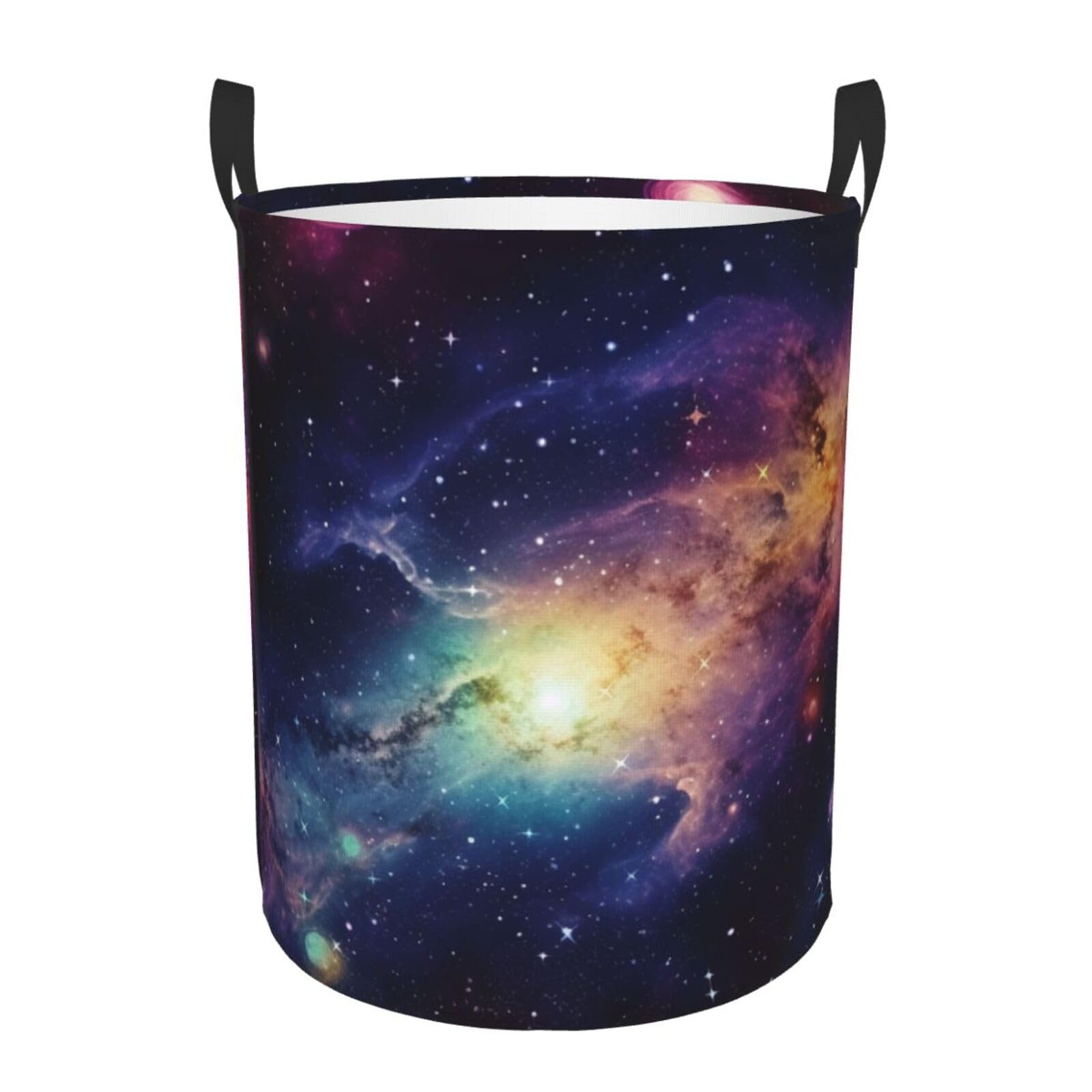 Galaxy in The Universe print Circular Hamper Waterproof Storage Bin Organizer Basket Laundry Hamper With Handles For Clothes Toys Medium