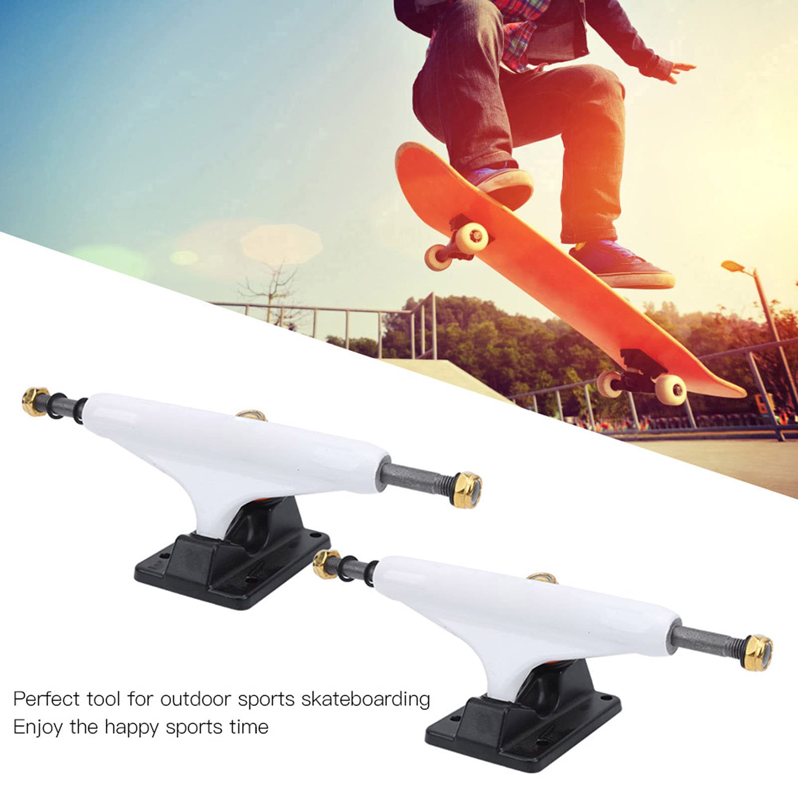 VGEBY Lot de 2 trucks de skateboard professionnels en érable - Design intégré - Support de roue de rechange - Outil parfait pour les sports de plein air