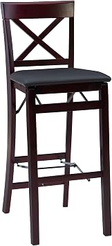 Linon Triena X Back Folding Bar Stool, Merlot/Brown