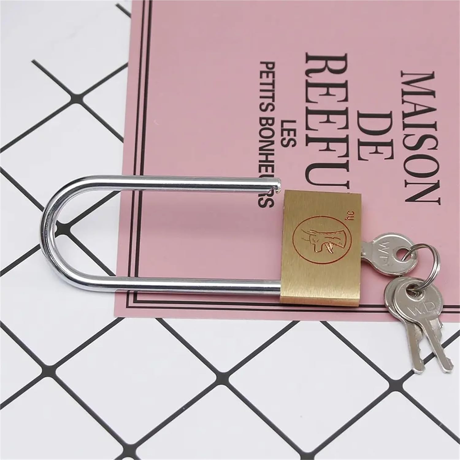 Brass Padlock with Long Shackle and 3 Keys, Compact Security Lock for Travel Luggage and Gates